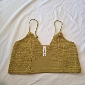 Women's Zenana Olive Green Smocked Boho  Bralette Cami, Size XL